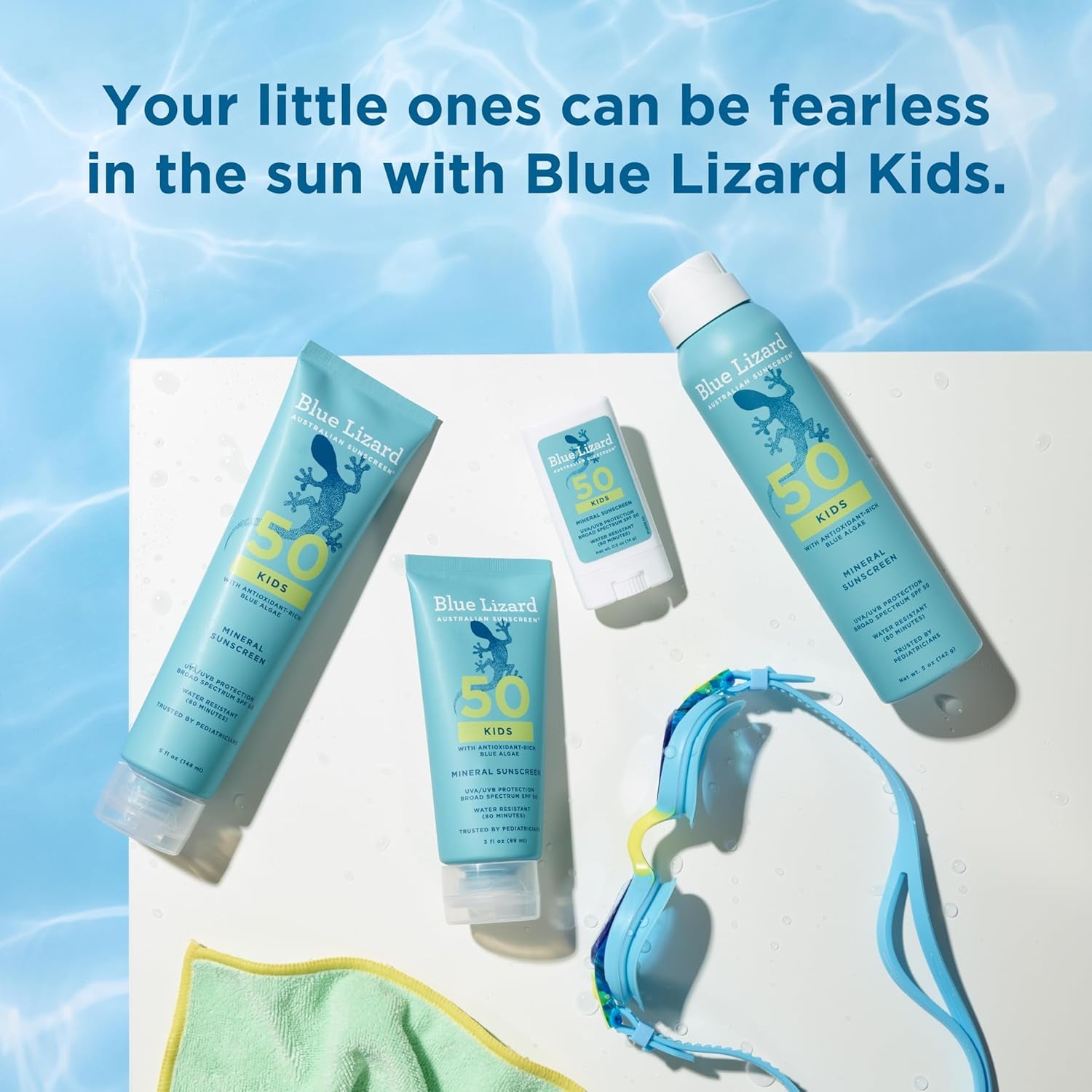 Blue Lizard Kids Mineral SPF 50 Sunscreen Lotion, 100% Mineral, Children’S Sunscreen, Water-Resistant Formula, Paraben-Free, Fragrance-Free, 5 Fl Oz