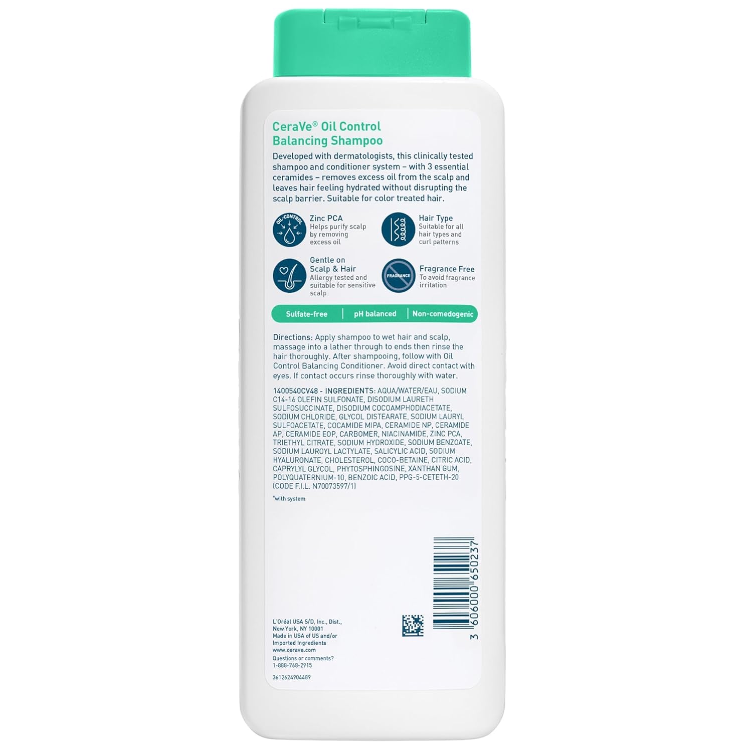 CeraVe Oil Control Balancing Shampoo Clarifying Hydrating Scalp Wash 12oz