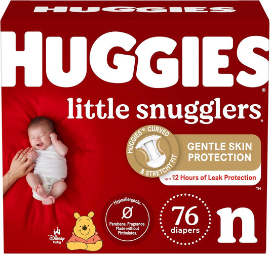 Huggies Newborn Diapers Little Snugglers Newborn Diapers, Size Newborn (Up to 10 Lbs), 76 Count