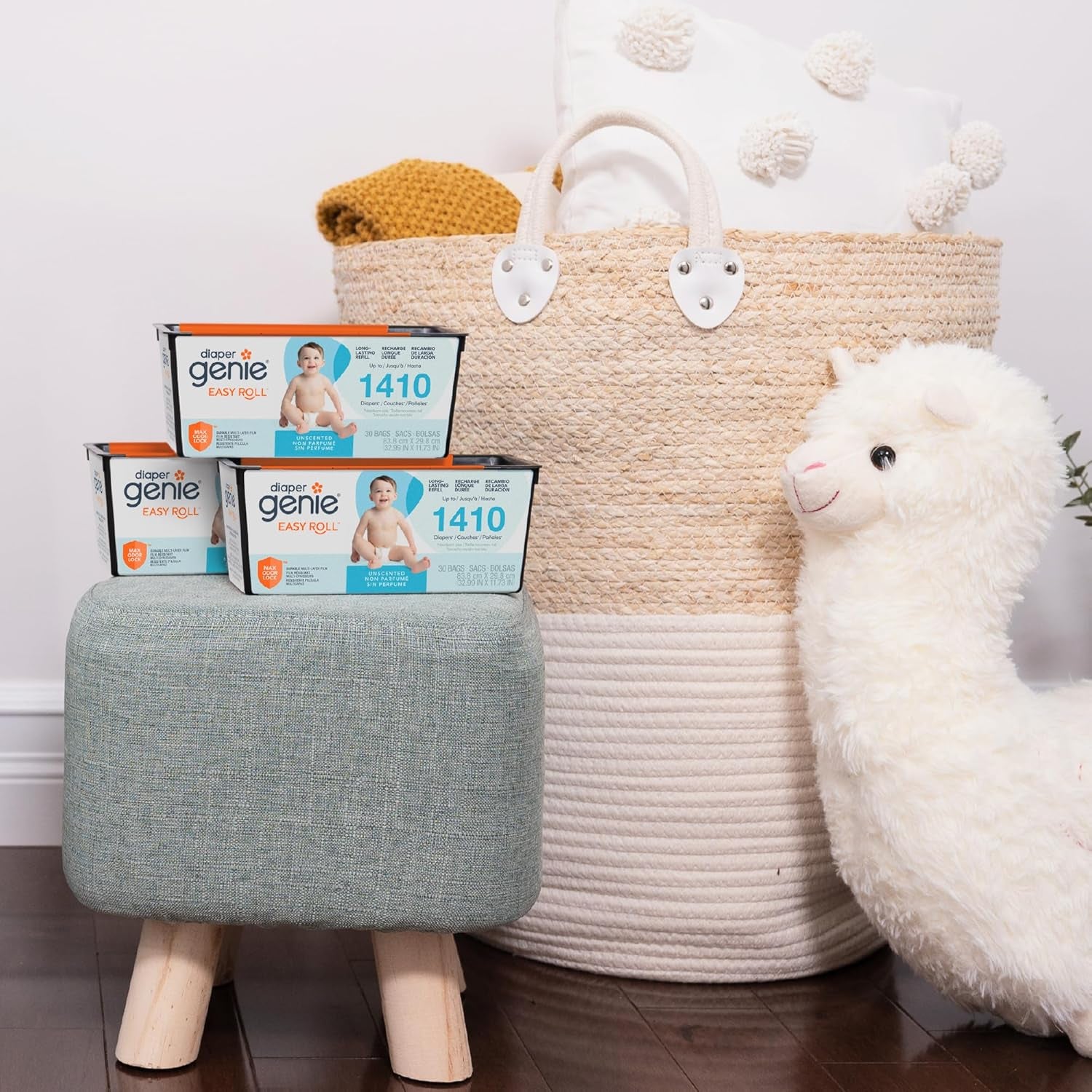 Diaper Genie Easy Roll Refill, 18 Bags per Refill, Holds up to 846 Newborn Diapers, Odor Control, Diaper Pail Bags, Fits Diaper Genie Signature & Platinum Pails, Packaging May Vary (Pack of 2)