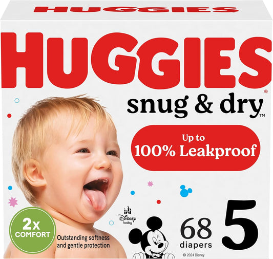 Huggies Size 5 Diapers, Snug & Dry Baby Diapers, Size 5 (27+ Lbs), 68 Count